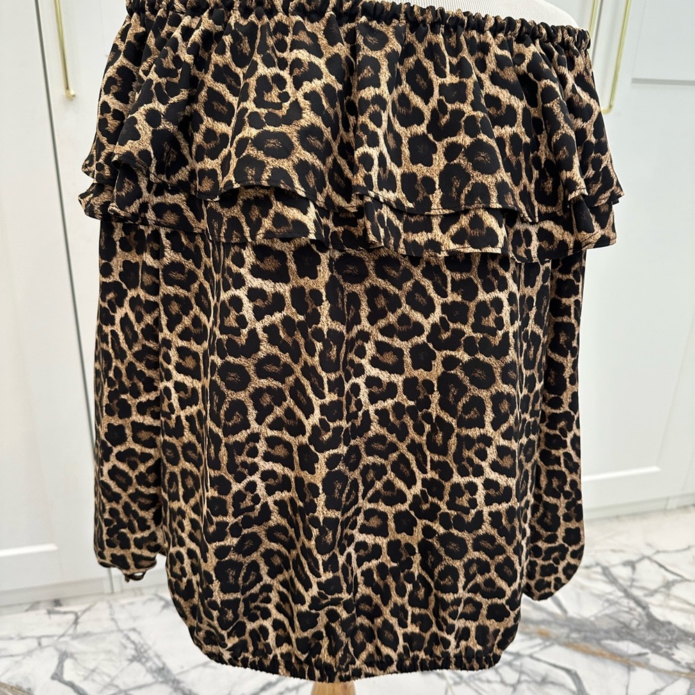 Michael Kors Leopard Print Mini Skirt in Brown and Black